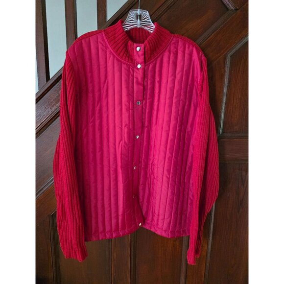 Iactive Womans Red Quilted Jacket 2X Acrylic & Polyester Blend - Picture 3 of 7